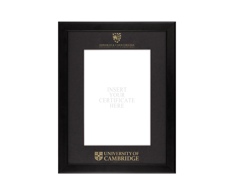 Cambridge University - Gonville & Caius College A4 Black Certificate Mount with Black Frame  - 1